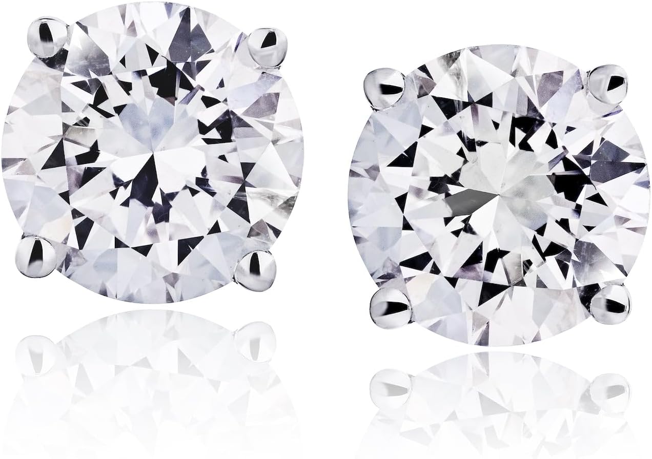 Lab Grown Diamond Stud Earrings in 14K White Gold Setting