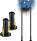 String Light Poles for Outside Deck 2 Pack 8ft - Heavy Duty Outdoor