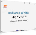 MaxGear Glass White Board 48x36 in Frameless Magnetic Whiteboard