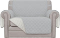 Oversized Chair Slipcover in Light Gray/Ivory - Reversible Water