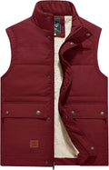 Flygo Men's Winter Warm Outdoor Padded Puffer Vest with Fleece Lining
