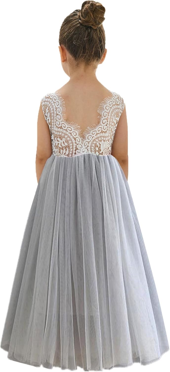 2Bunnies Girl Peony Lace Back A-Line Tutu Flower Girl Dress