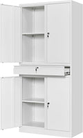 Lockable Metal Garage Cabinet by Yizosh with Shelves for Organization