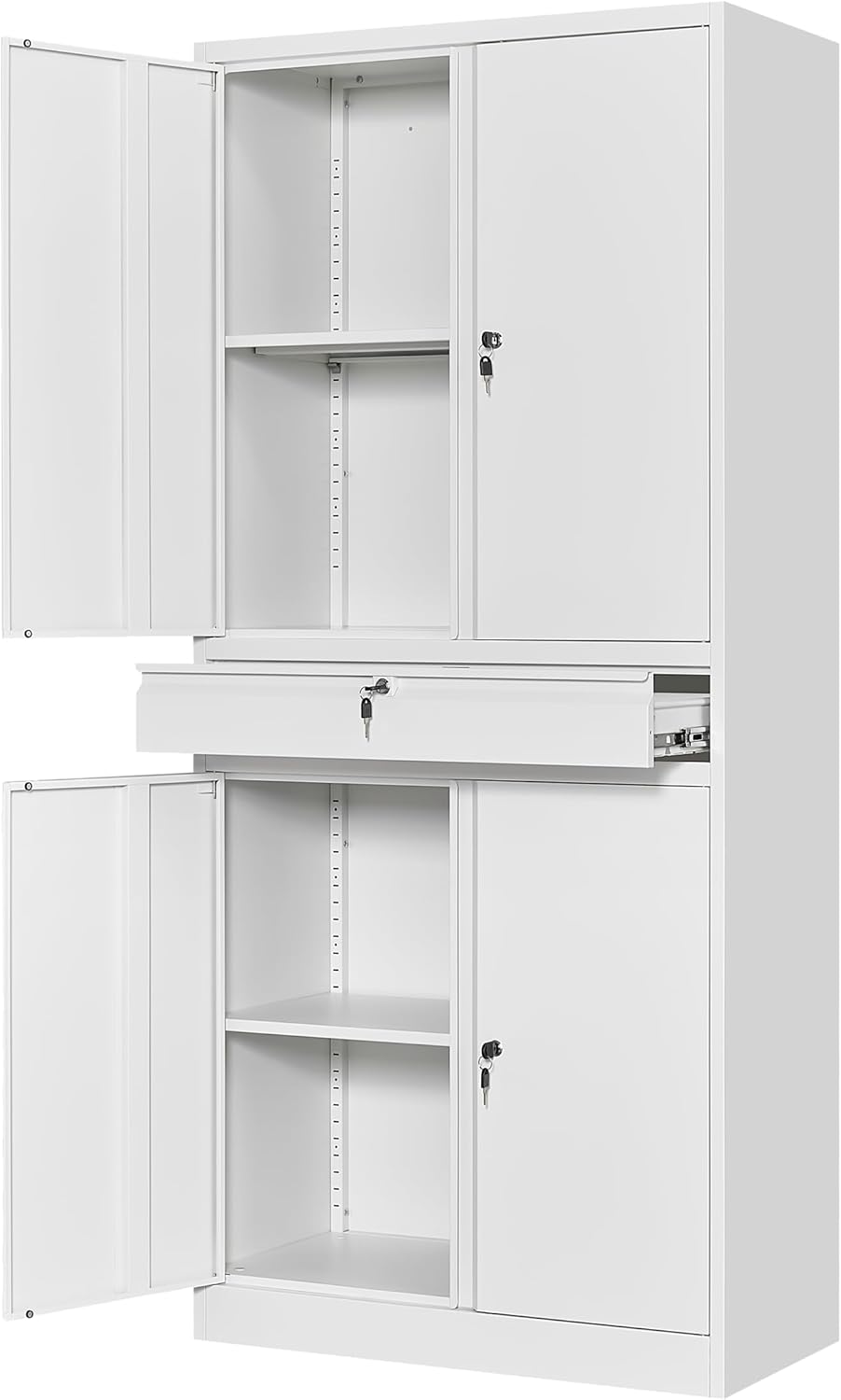 Yizosh Metal Garage Storage Cabinet with Locking Doors and Shelves