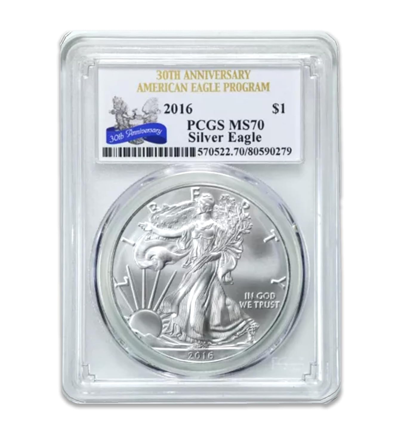 USA 2016 $1 American Silver Eagle Coin Bullion - MS70 Quality