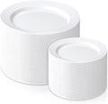FLOWERCAT White Plastic Plates Set 200PCS - Durable Disposable Plates