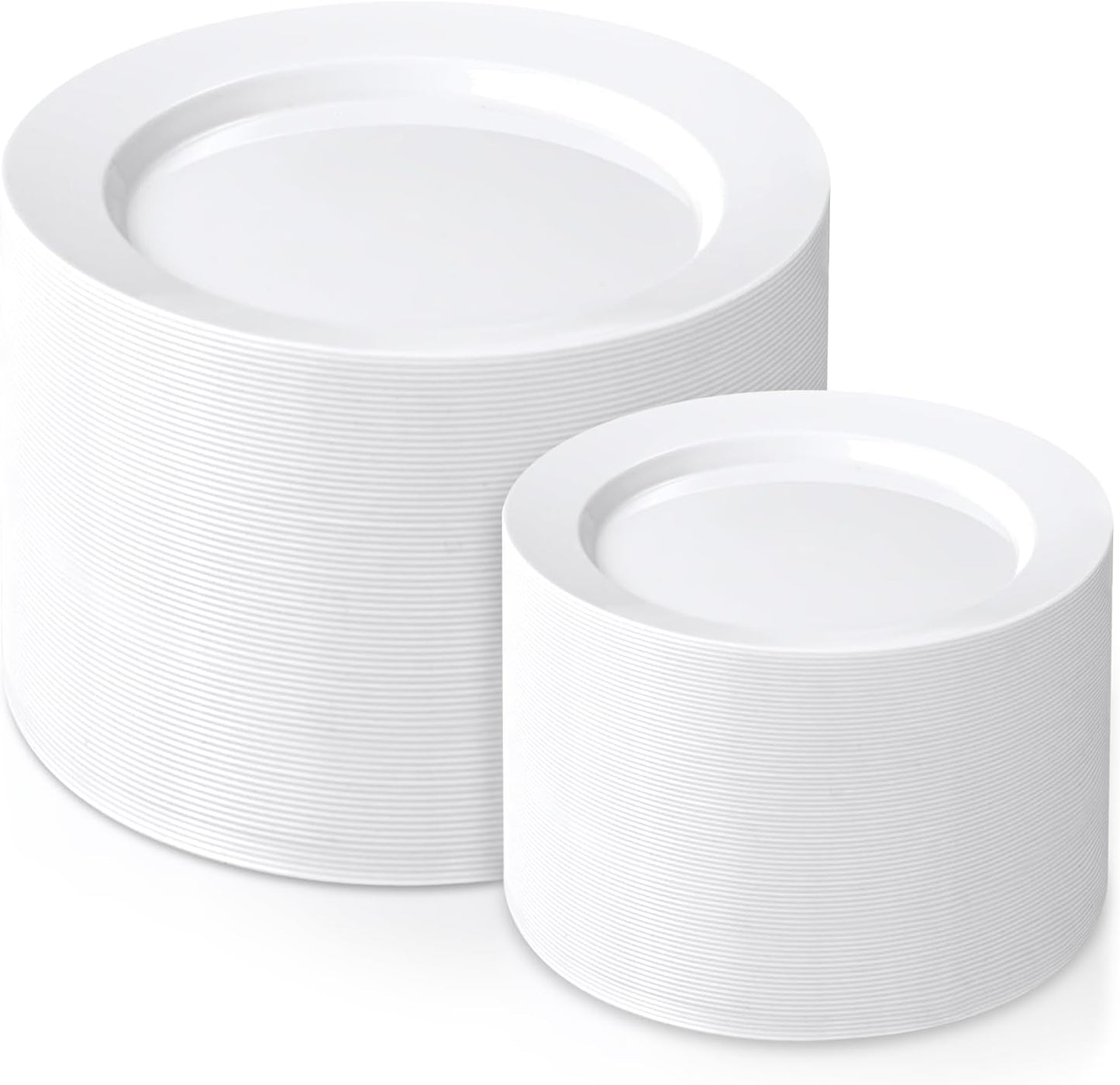 FLOWERCAT 200PCS White Plastic Plates for Parties and Events