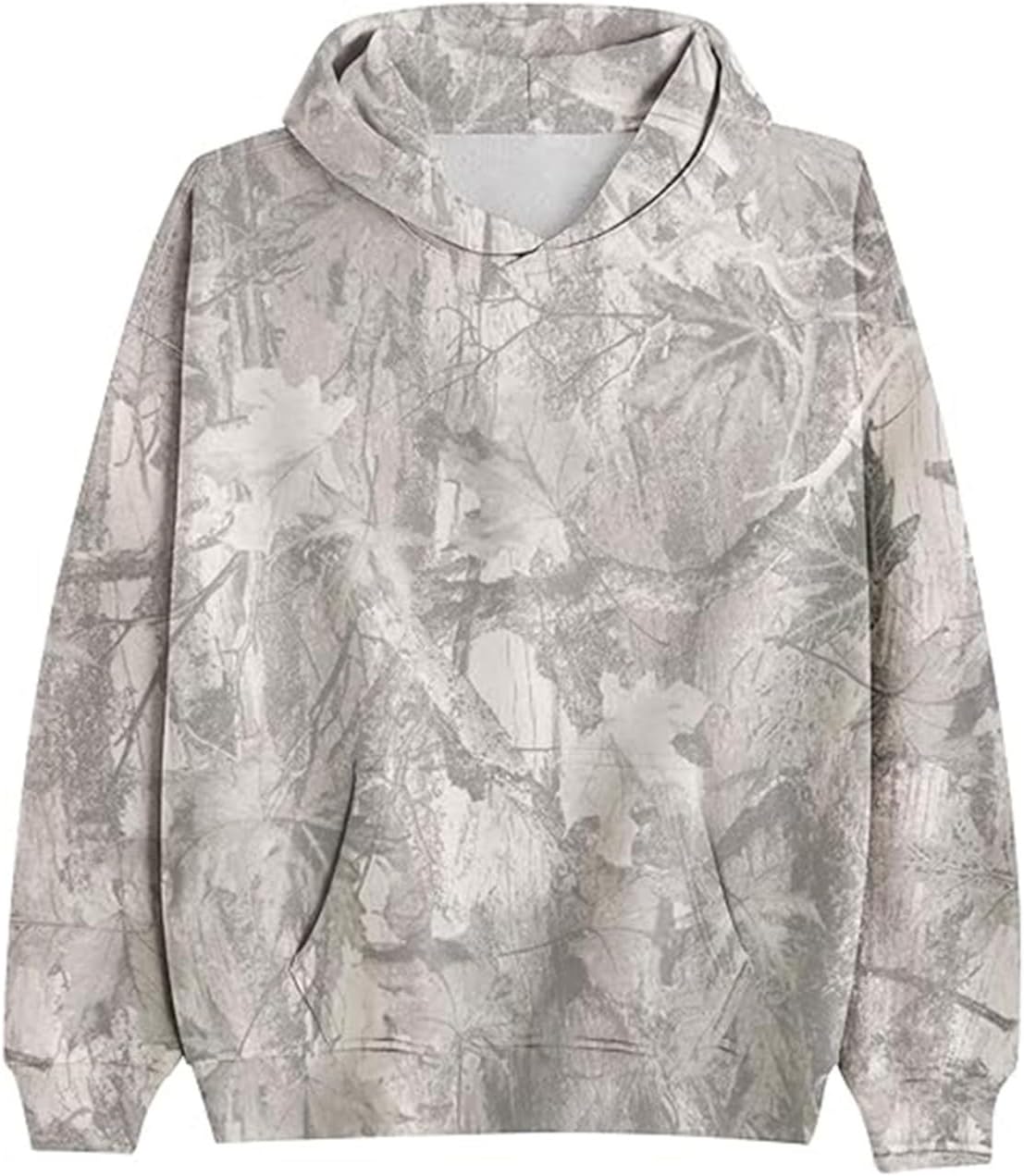 Camo Maple Leaf Print Oversized Hoodie - Cozy Y2K Style