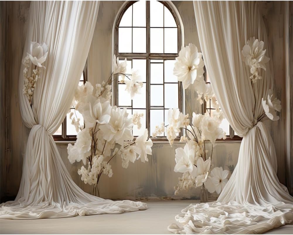 DORCEV White Floral Wedding Backdrop - Picture-Perfect Portraits!