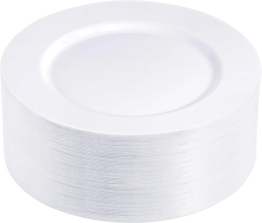 N9R 100PCS White Plastic Plates for Elegant Party Events