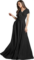 Womens Cap Sleeve V-Neck Flowy Cocktail Gown - Elegant Fit