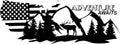 Camper RV Decal USA Flag Adventure Awaits Deer Mountains - Large 50x19