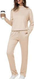 Womens Lounge Set Two Piece Tracksuit with Mock Neck - Cozy Travel Fit
