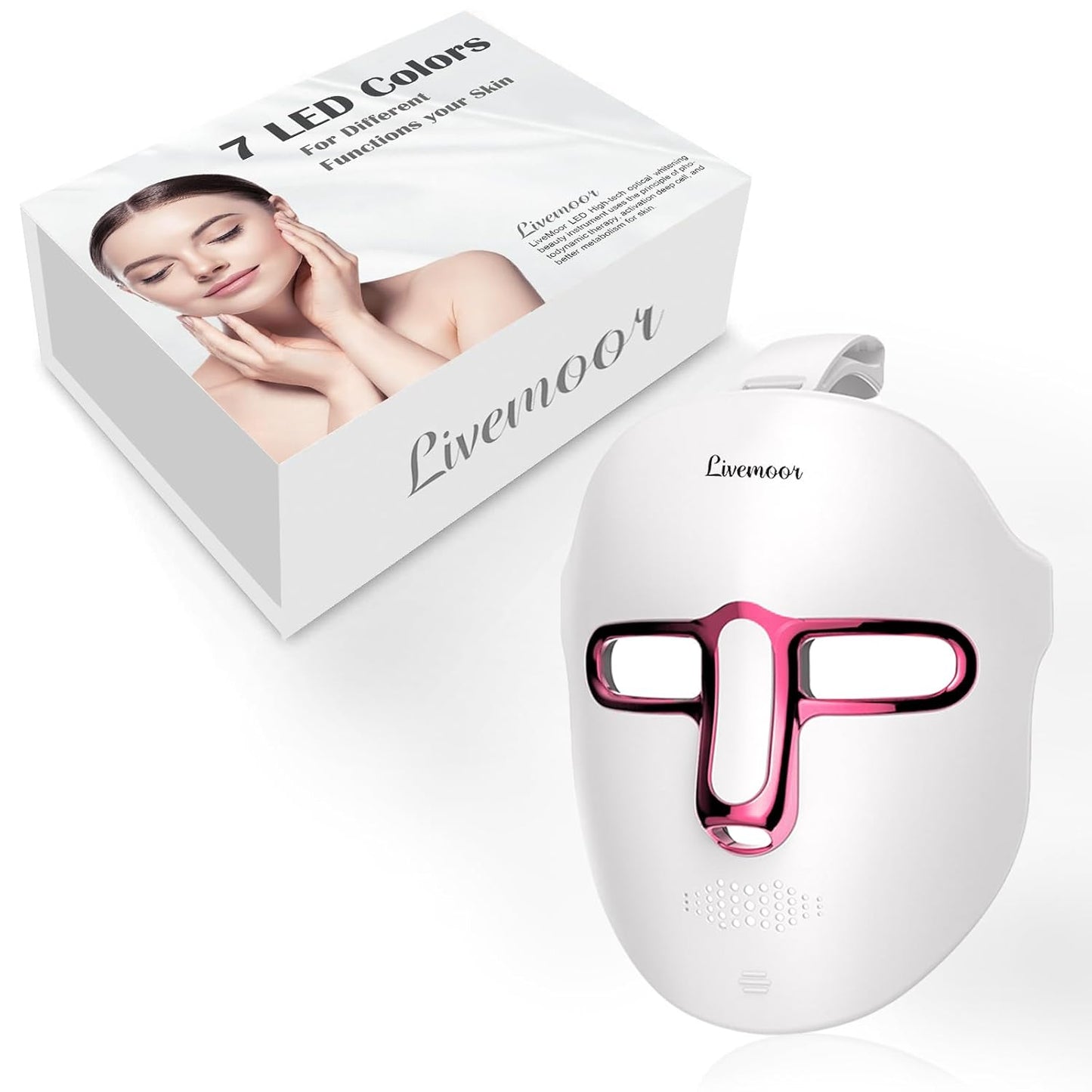 LED Face Mask Light Therapy for Skin Care - 7 Colors Options