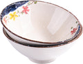 Japanese-Style Ceramic Ramen Bowls Set of 2 - Handcrafted Floral 8in