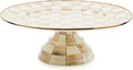 Enamel Pedestal Platter Round Cake Stand - Mocha Check