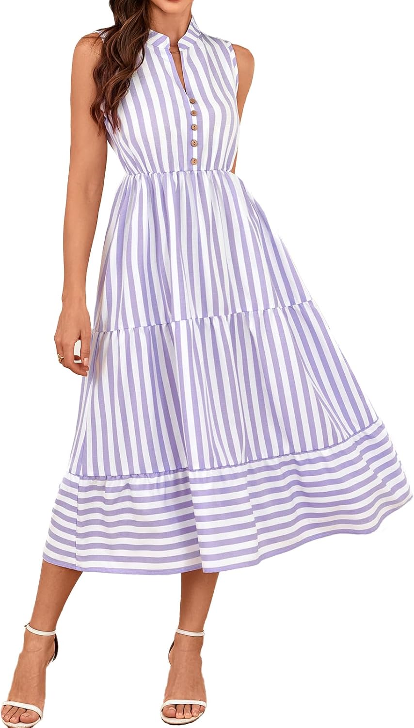 Brovave Womens Summer Sleeveless Shirt Dress for Casual Style