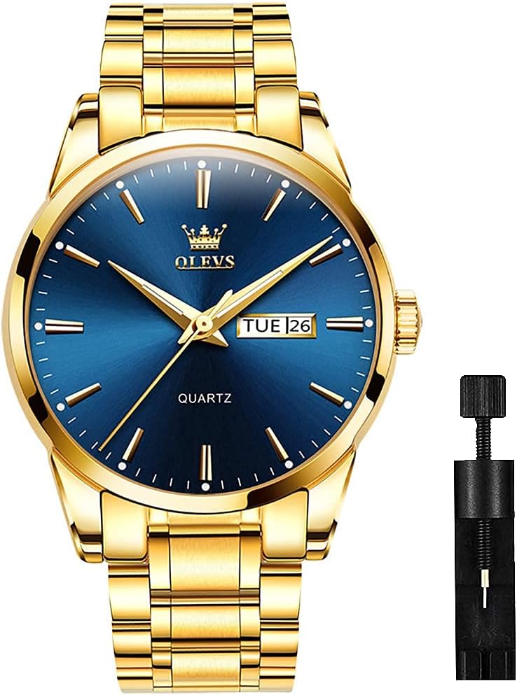 OLEVS Men's Two-Tone Day Date Dress Watch