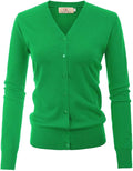 GRACE KARIN Women's Long Sleeve Button Down Sweater Classic V-Neck