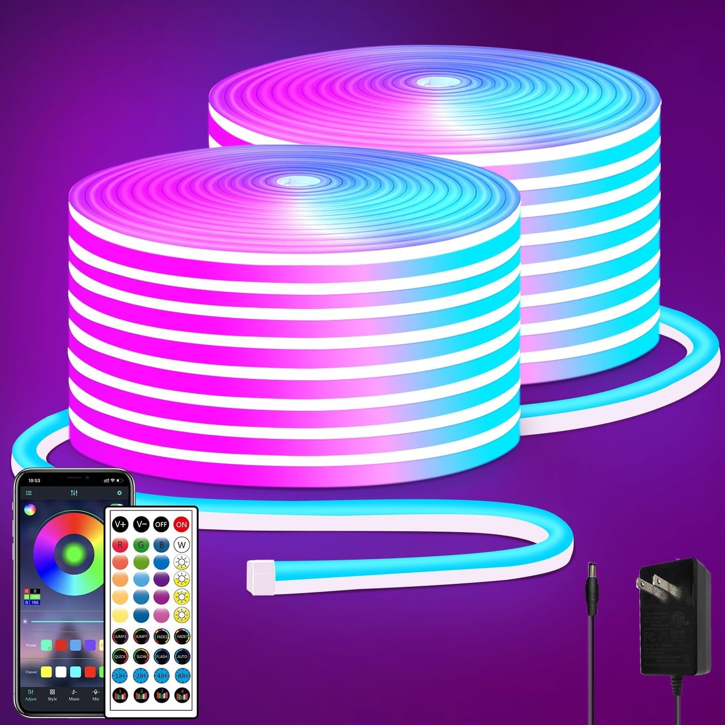 100FT RGB LED Neon Rope Lights for Vibrant Indoor and Outdoor Decor
