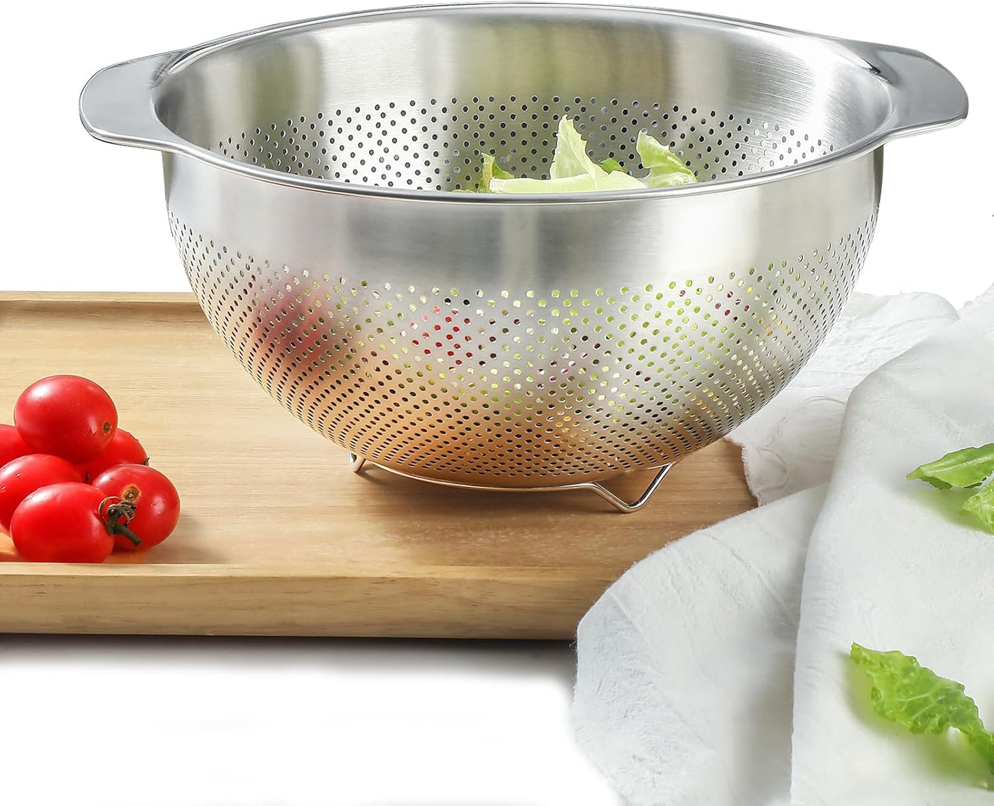 Paoli 5QT Stainless Steel Colander: Large Capacity, Easy Kitchen Straining