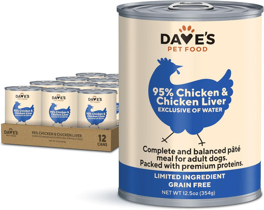 Dave's Pet Food Grain Free Wet Dog Food with 95% Chicken & Liver