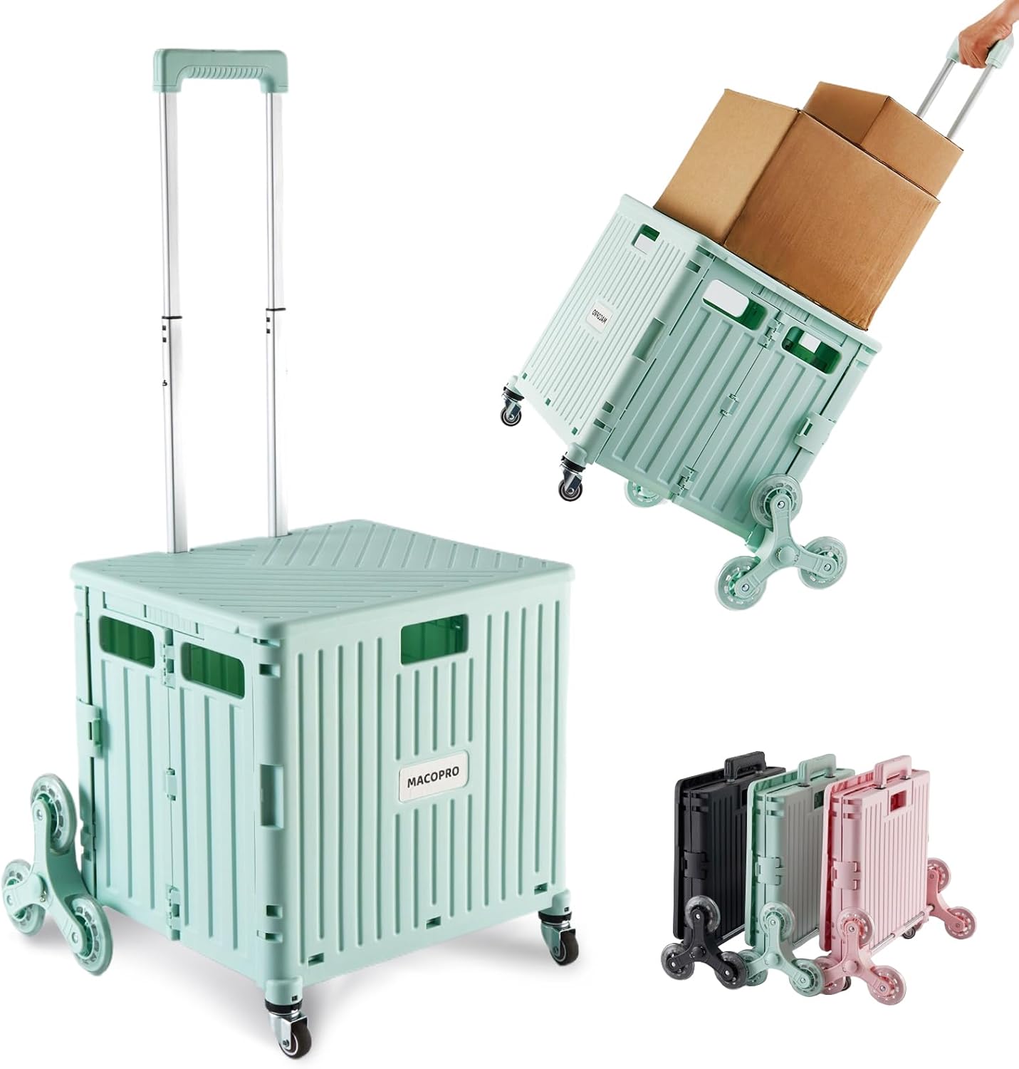 Foldable Utility Cart with Stair Climbing Wheels for Easy Transport