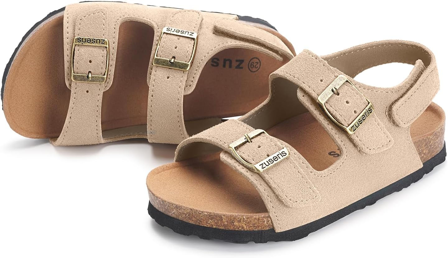 ZUSERIS Kids Toddler Sandals with Cork Footbed for Comfort