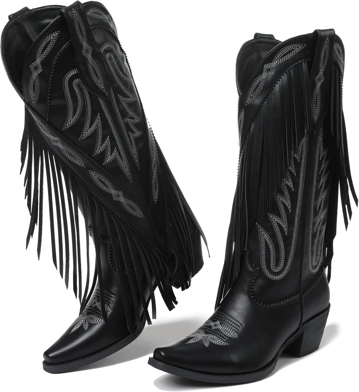 Cowboy Boots for Women Retro Pointed Toe Chunky Heel Style