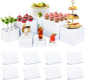 White Acrylic Buffet Risers Set 8pcs with Mini Signs - Tiered Display