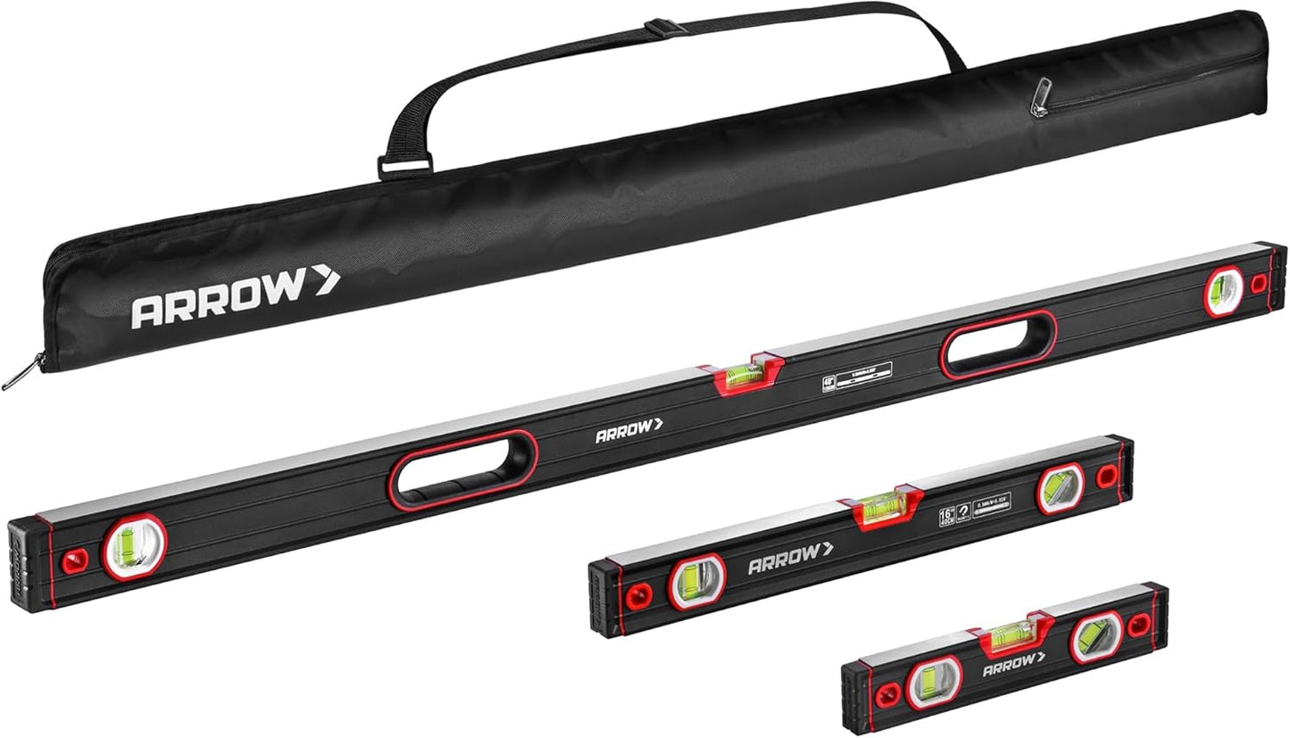 ARROW 3-Piece Spirit Level Set with High-Visibility Bubbles
