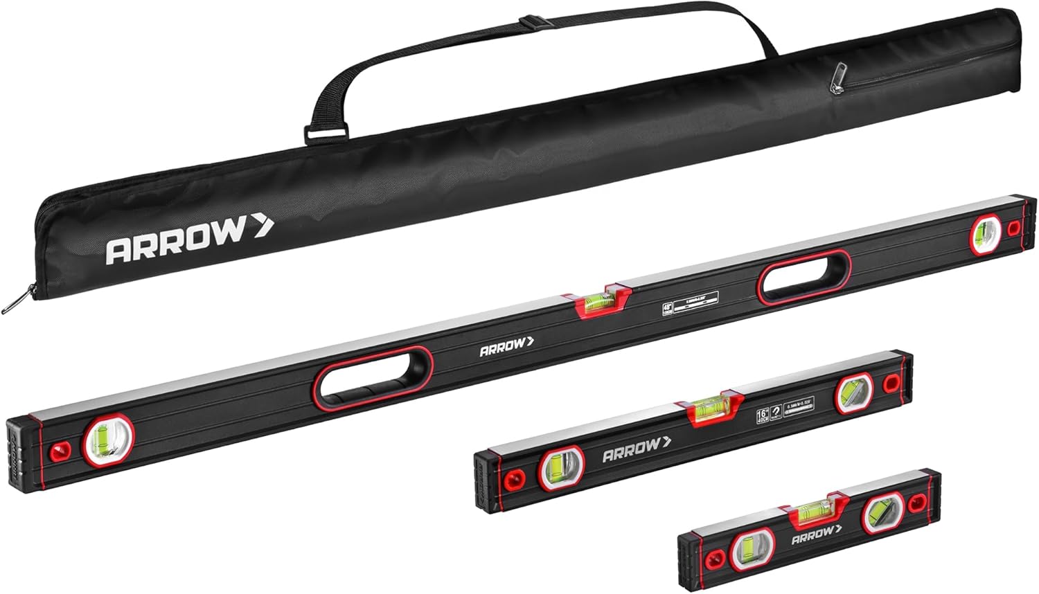 ARROW 3-Piece Spirit Level Set with High-Visibility Bubbles