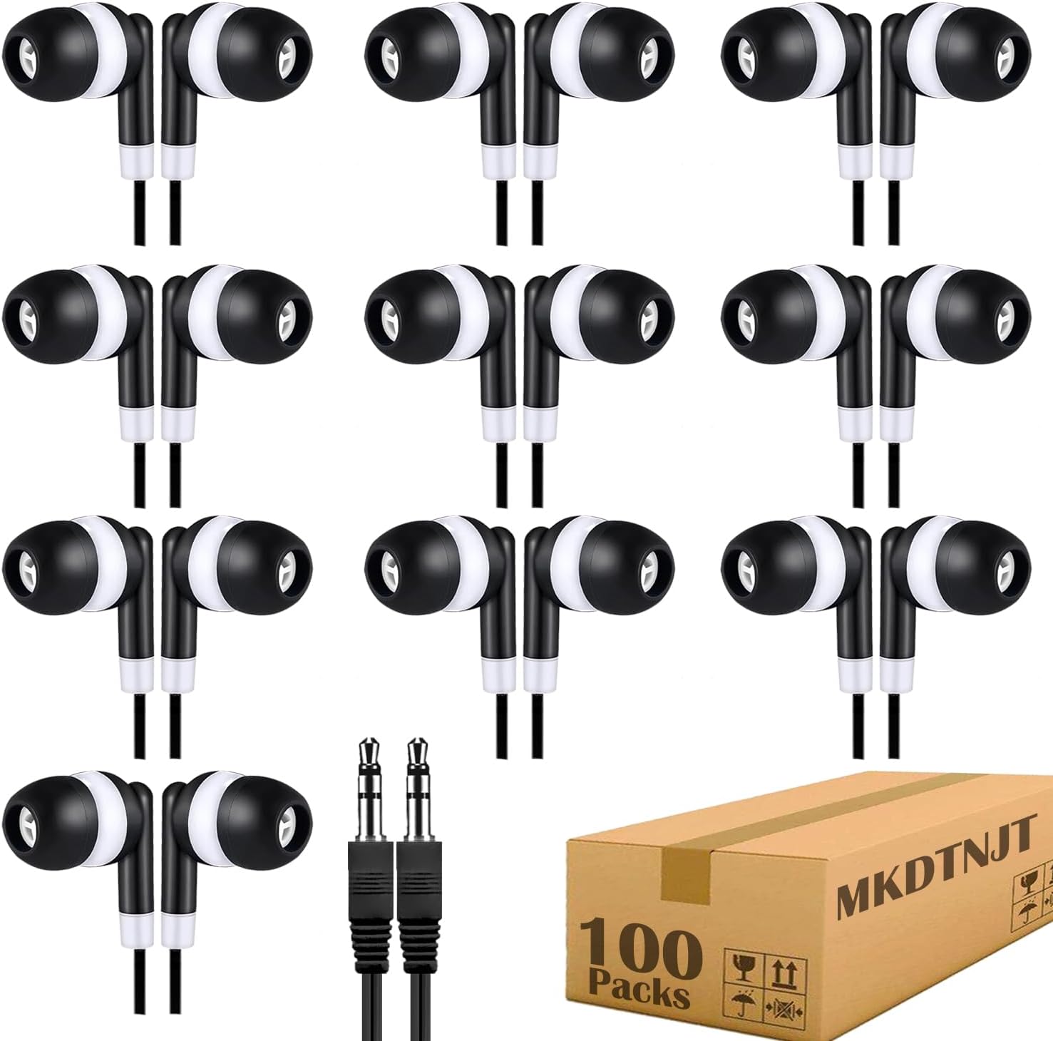 100 Pack Kids Earbuds - Wired Headsets for Classroom Fun!