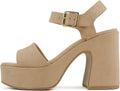 Soda Launch Women Open Toe Ankle Strap Platform Sandal - Chunky Heel