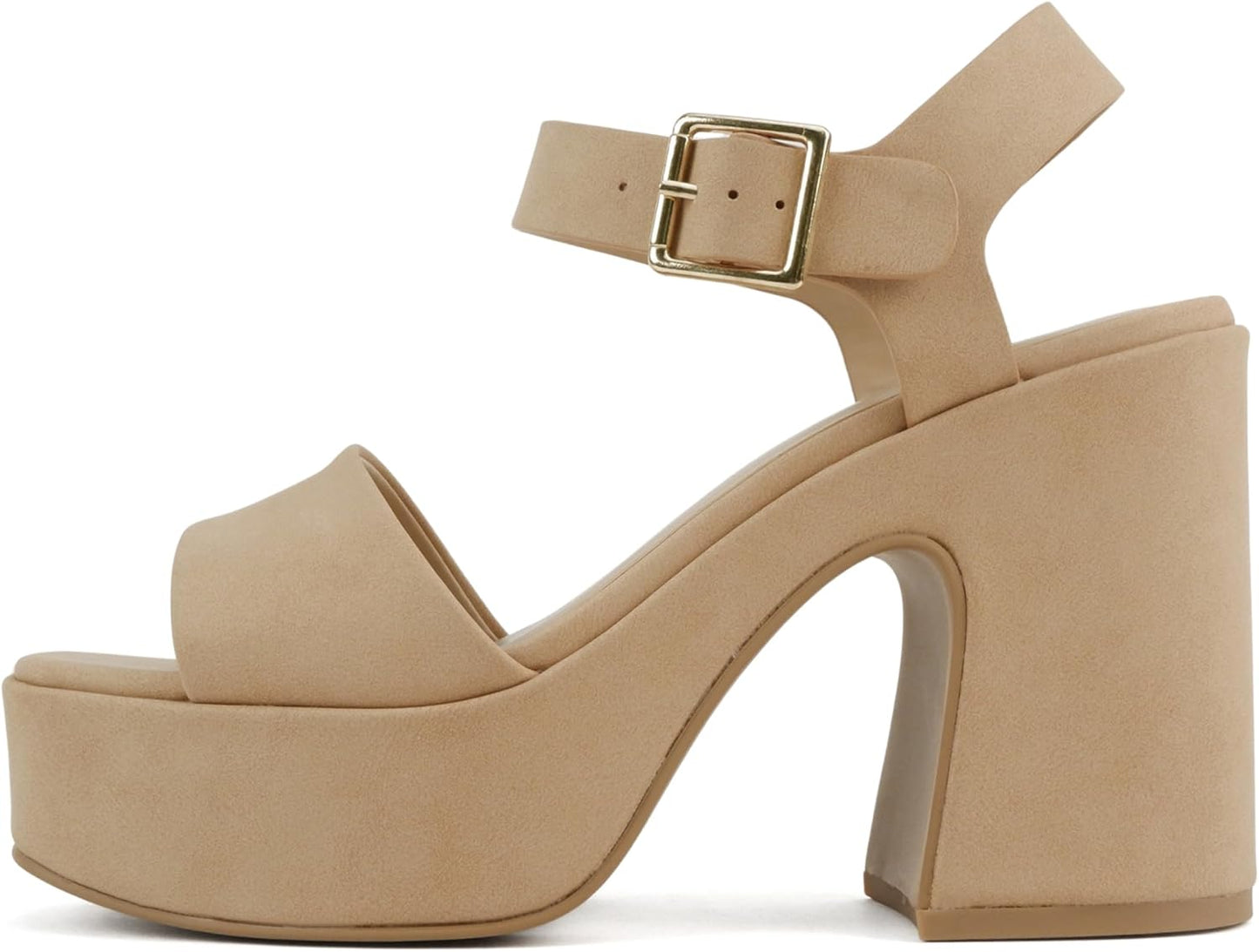 Soda Launch Women Open Toe Ankle Strap Chunky High Heeled Sandal