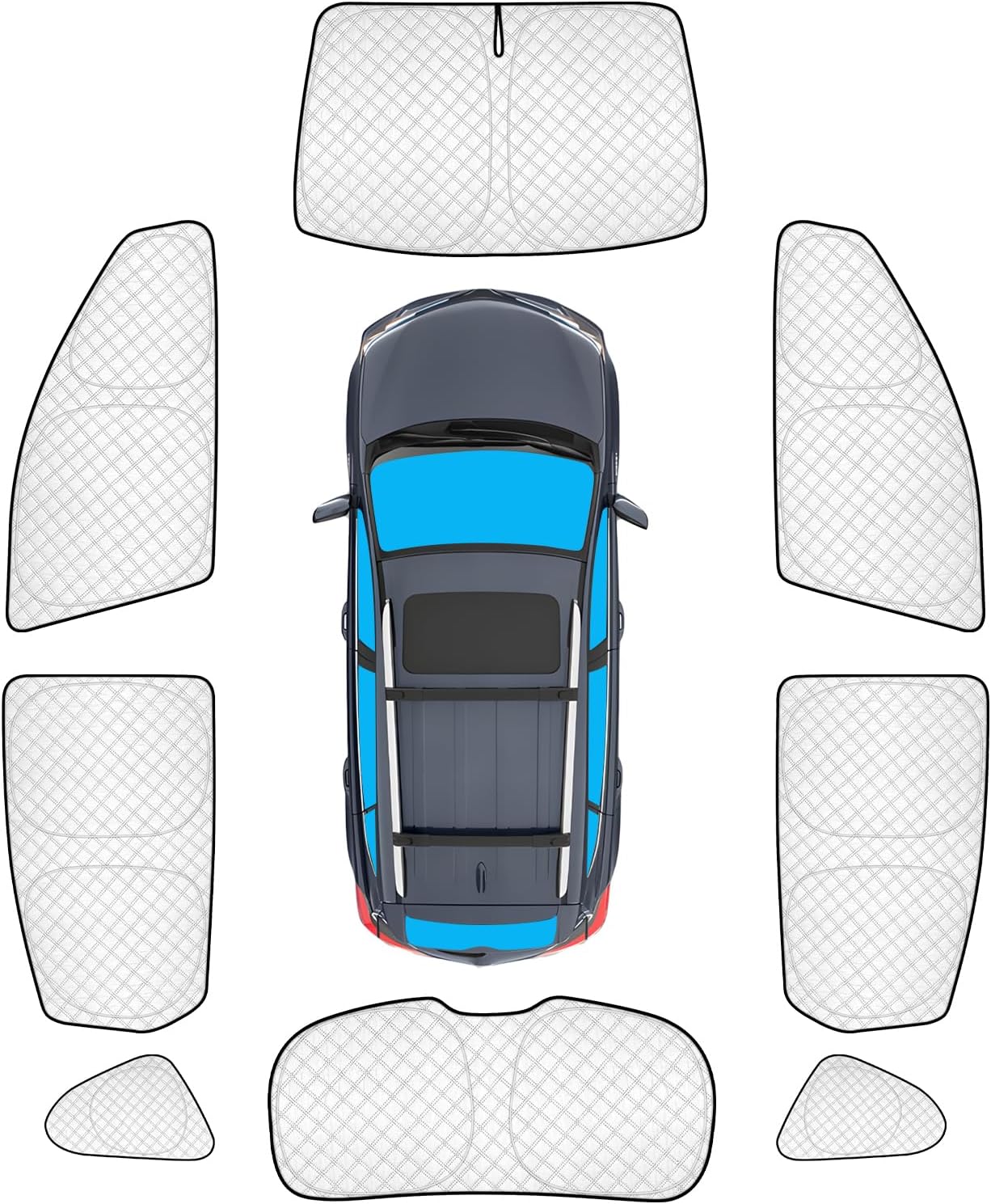 KMF 8pcs Thicken Full Car Window Shades for Hyundai Santa Fe