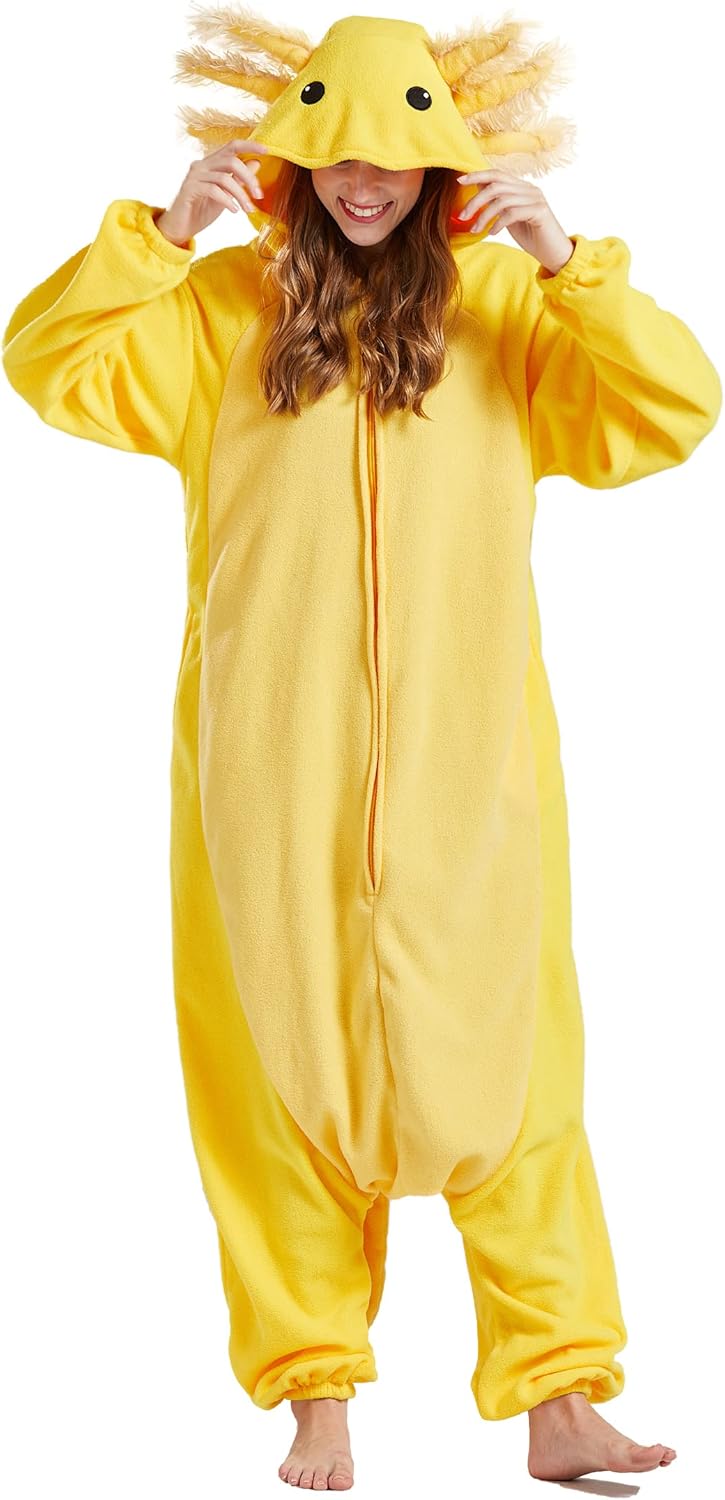 DELEY Unisex Axolotl Costume Adult Onesie for Cozy Fun