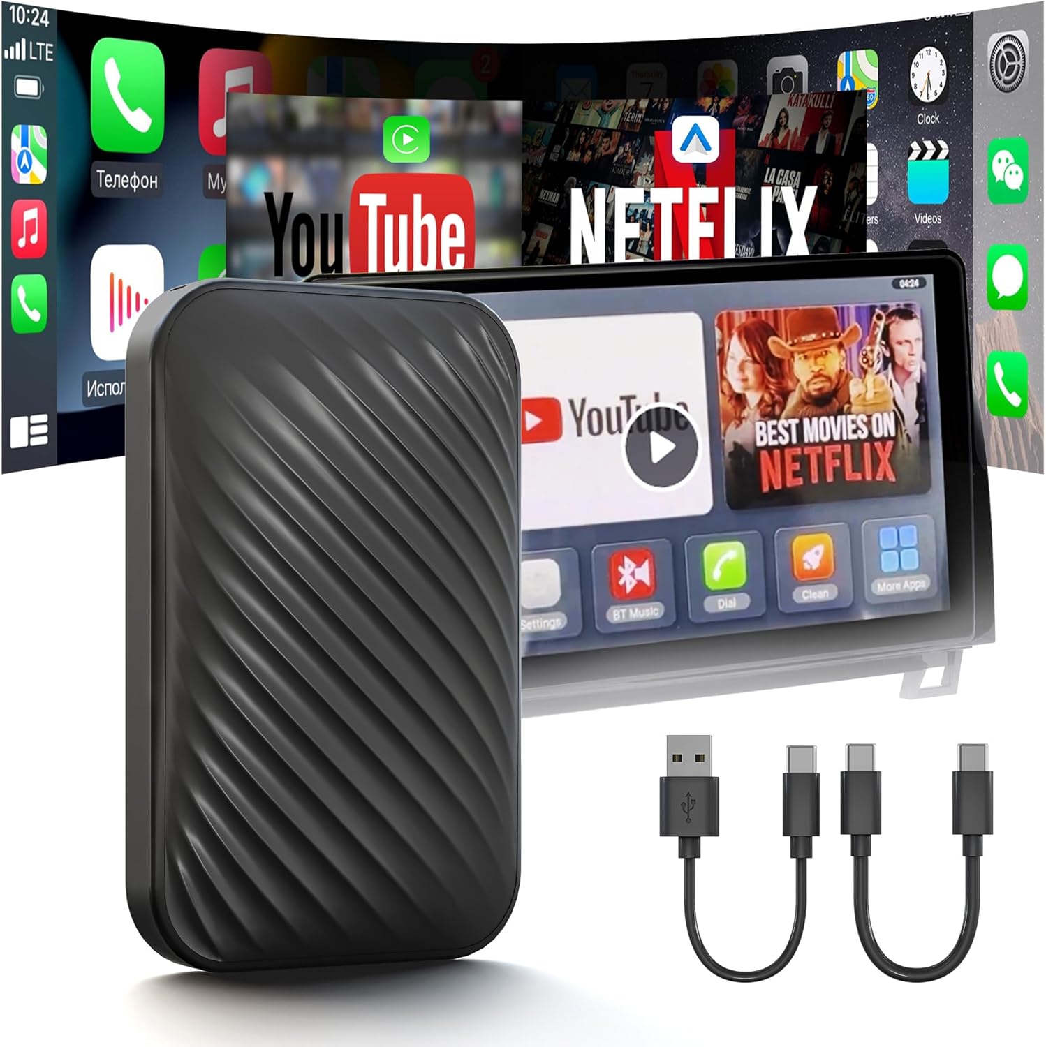 Wireless CarPlay & Android Auto Adapter - No Lag!