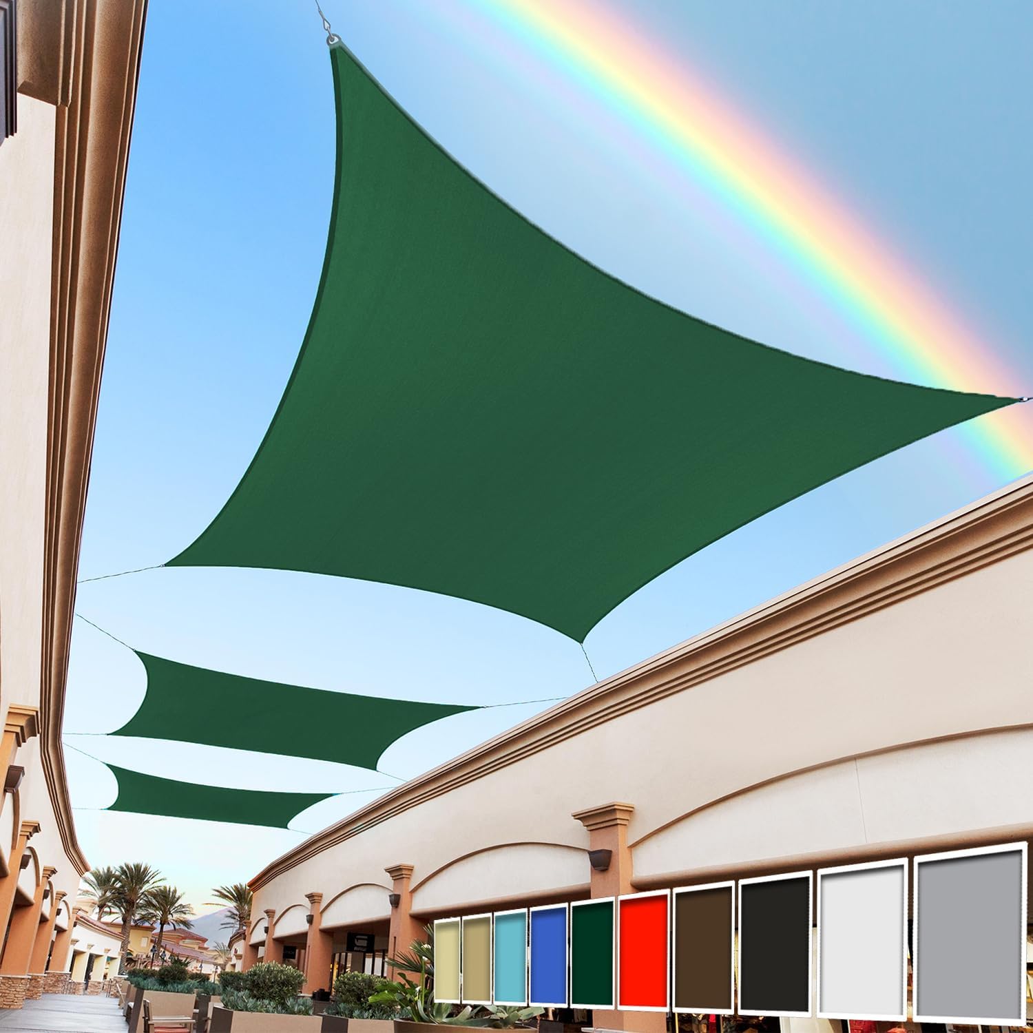Custom Size 10ft x 17ft Green Shade Sail for Optimal UV Protection