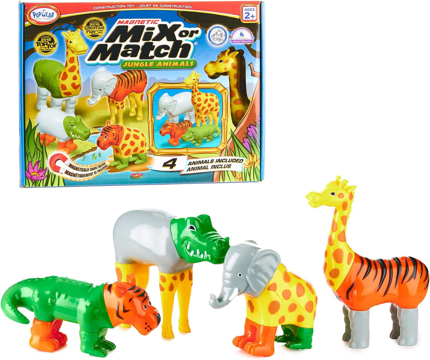 Magnetic Mix or Match Jungle Animals Toy Play Set for Kids