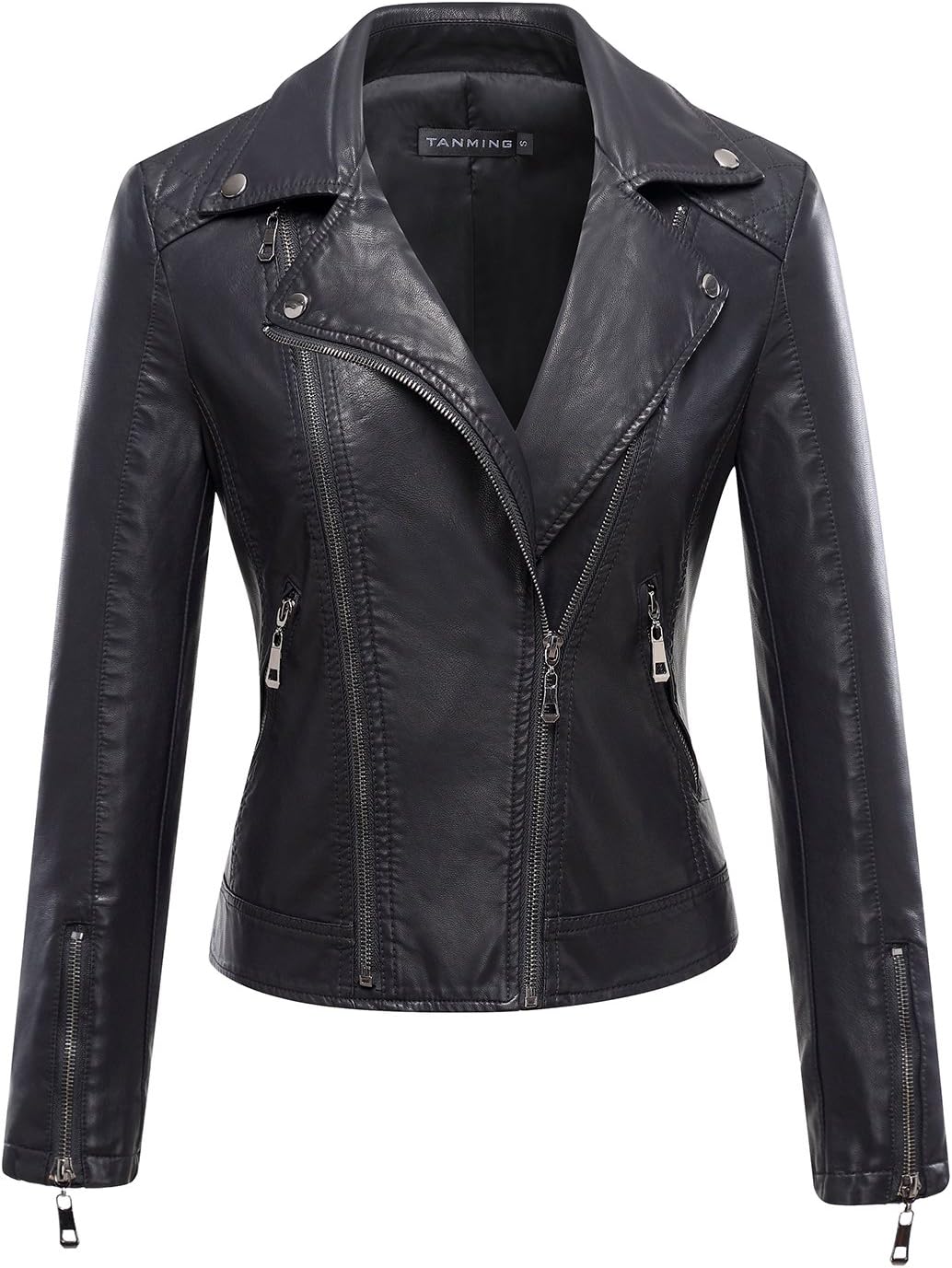 Tanming Women's Faux Leather Moto Biker Short Coat Jacket Review
