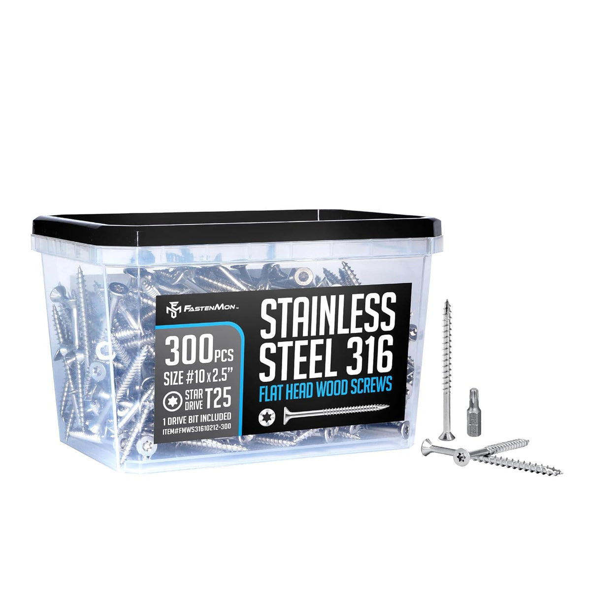 #10 x 2-1/2 Marine Grade Stainless Steel Wood Screws for Decks