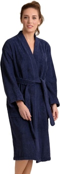 Soft Touch Linen Women's Terry Cloth Kimono Robe - Thick Cotton