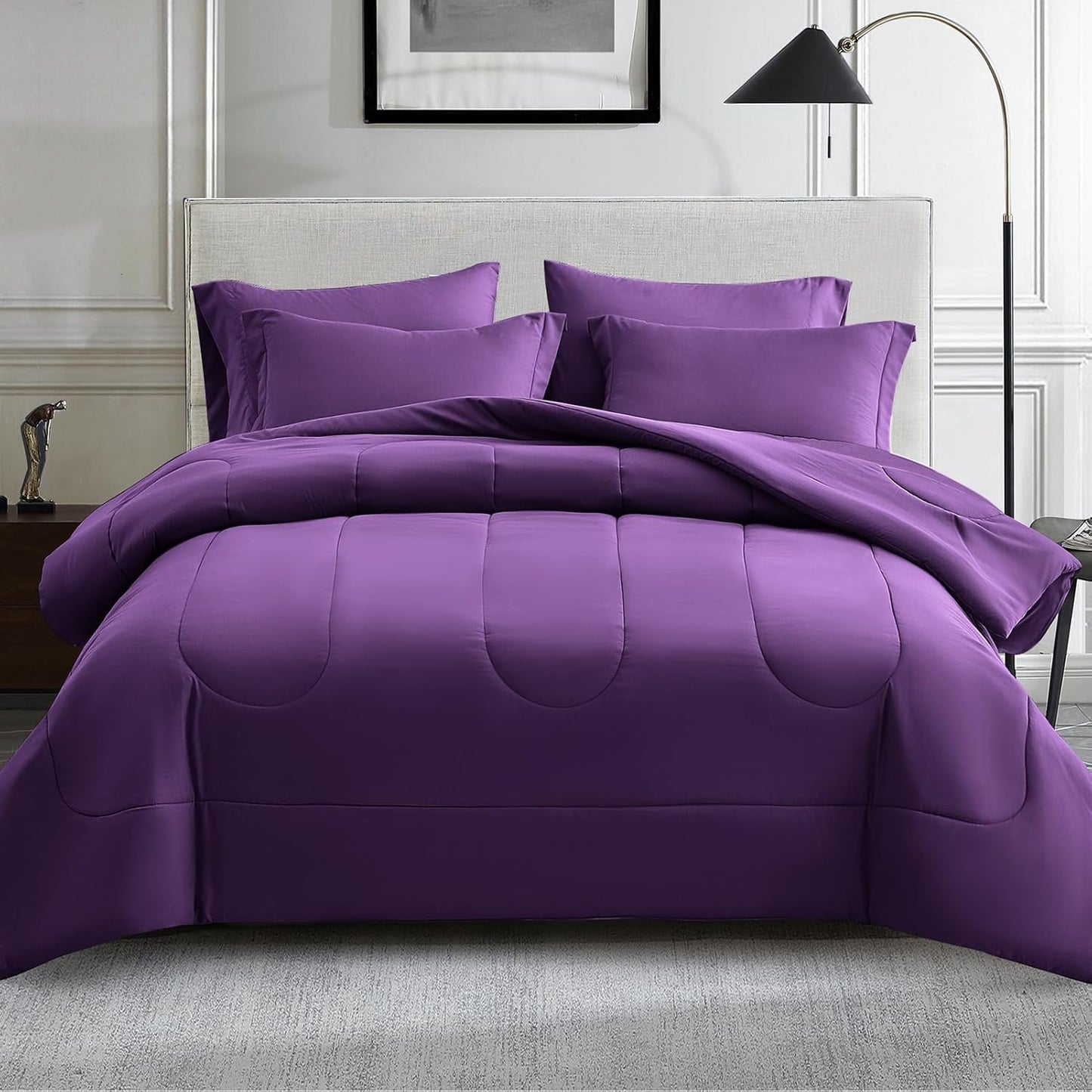 Maple&Stone Purple Comforter Set Full - 7 Pieces Bedding Set