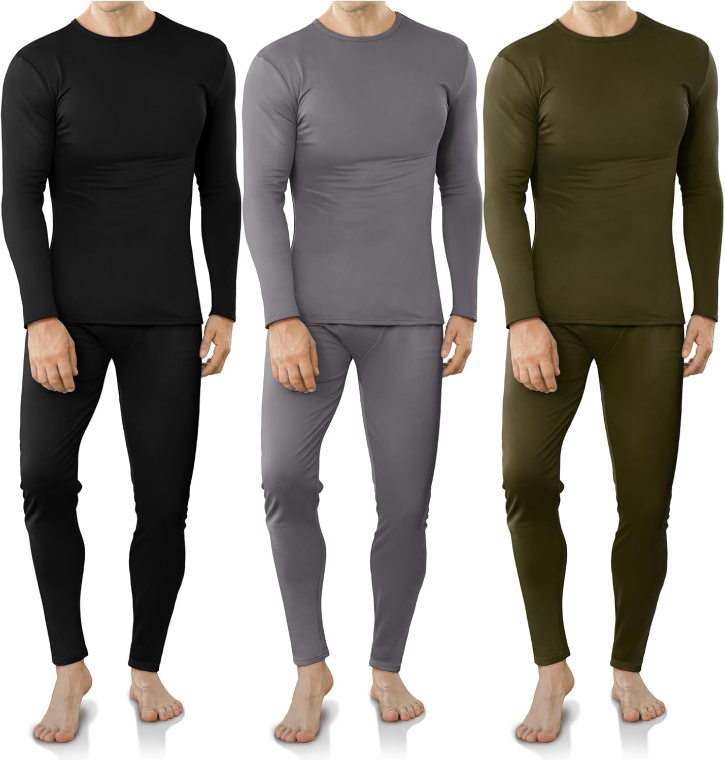 VZV 3 Set Thermal Underwear for Men Fleece Lined Long Johns
