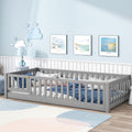 Twin Size Floor Bed with Safety Guardrails and Slats - Montessori Twin