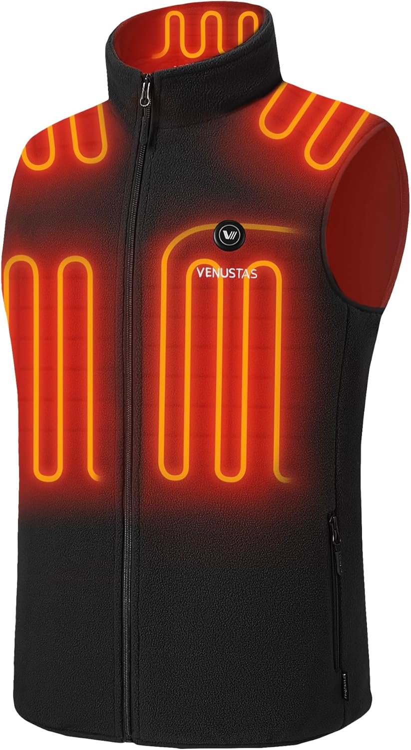 Venustas Men's Fleece Heated Vest: Ultimate Warmth and Comfort