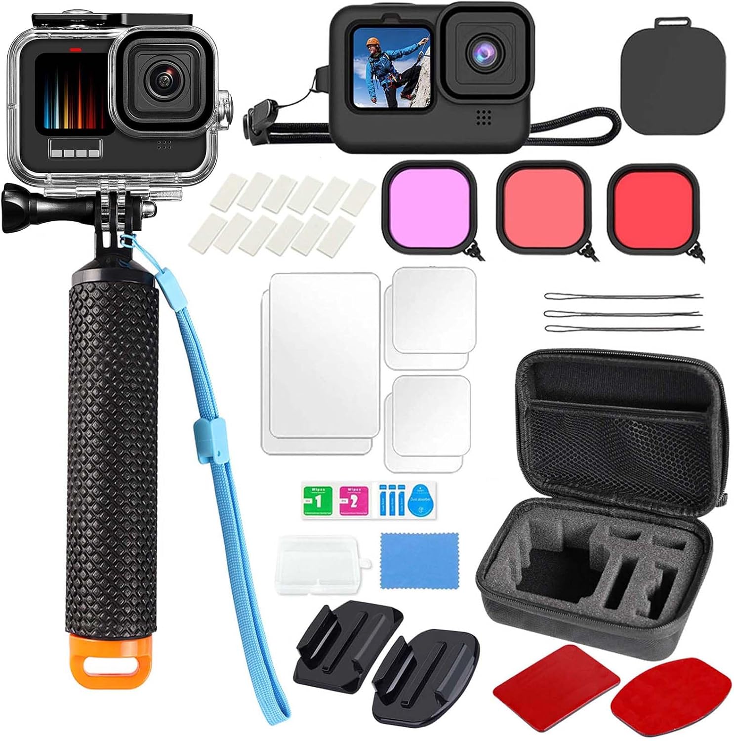 Go Pro Hero 13 12 11 10 9 Black Waterproof Housing Case Kit