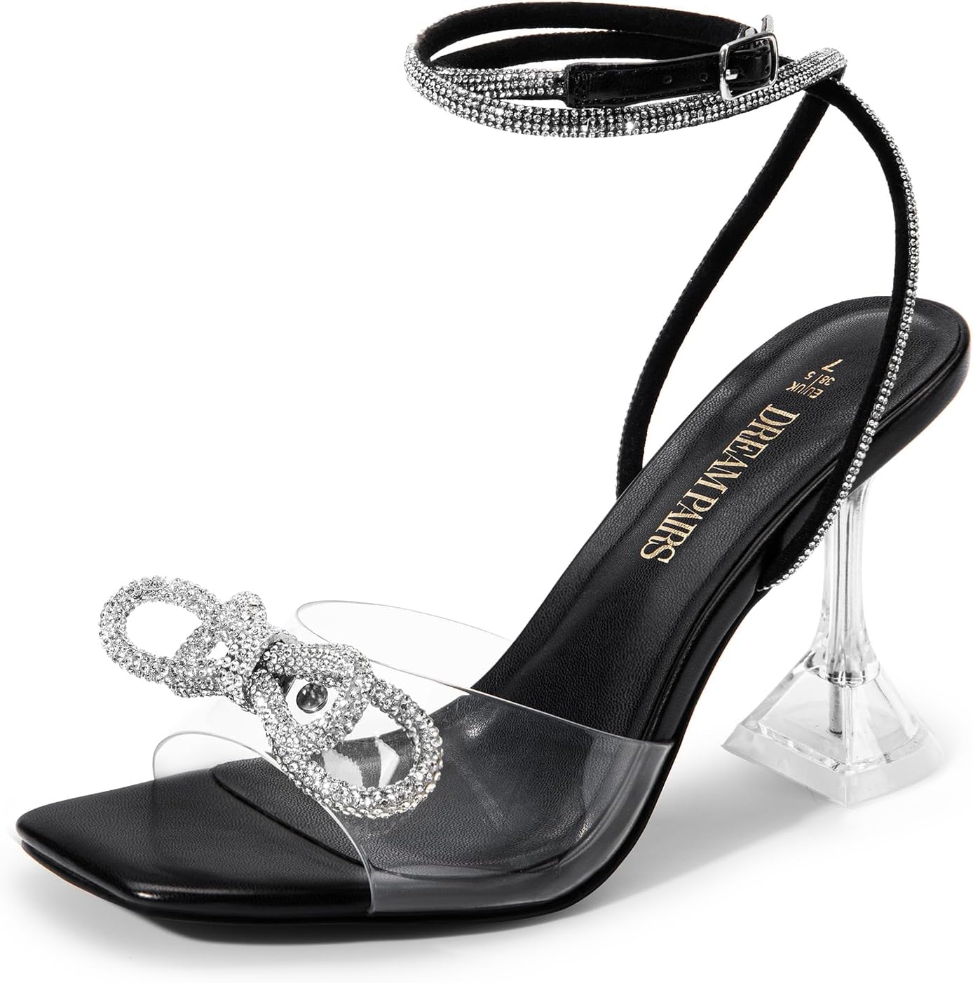 DREAM PAIRS Stiletto Bow Heels: Sparkly Rhinestone Sandals