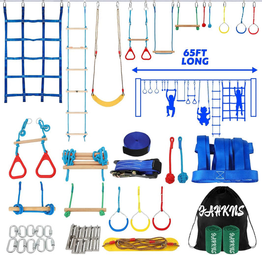 Ninja Warrior Obstacle Course for Kids - 65 FT Fun Adventure